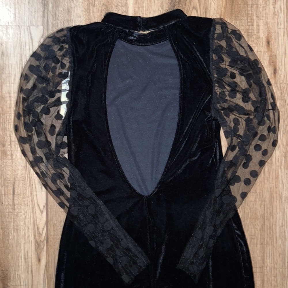 NEW! HP 🥳🥳🥳Zara Velvet Look Long Sleeve Dress with Polka Dot Detail - Picture 10 of 11